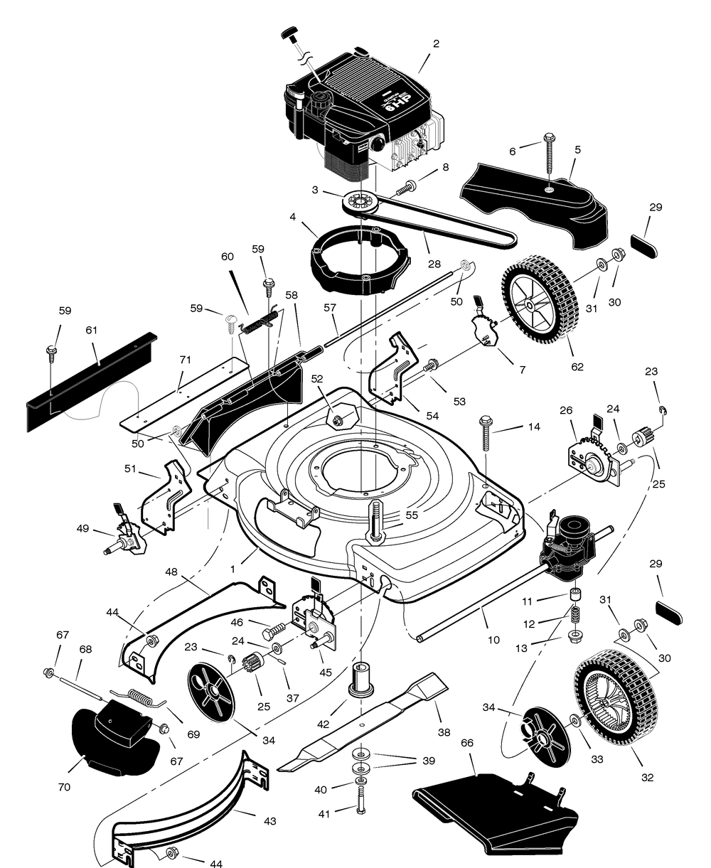 Mower Housing Assembly Diagram and Parts List for 228610X68D 2005 Briggs and Stratton Lawn Mower
